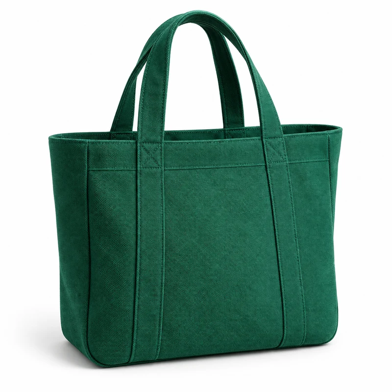 Emerald canvas tote, the same product available across every sales channel